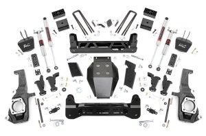 Chevrolet Silverado 3500 HD Suspension Lift Kit - Rough Country - 5 Inch Lift | Torsion Drop | M1 - Hammer Black - '11-'19